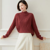 Women's Mock Neck Cashmere Sweater Classic Pullover Knit Tops - slipintosoft