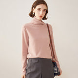 Women's Turtleneck Cashmere Sweater Basic Solid Cashmere Pullover Tops - slipintosoft