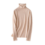 Women's Turtleneck Cashmere Sweater Basic Solid Cashmere Pullover Tops - slipintosoft