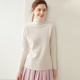 Womens Turtleneck Cashmere Sweater Long Sleeve Cashmere Knit Pullover Ivory XS