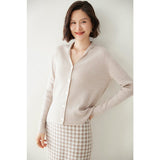 Women's V Neck Cashmere Cardigans Button-down Solid Cashmere Coat - slipintosoft