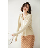 Women's V Neck Cashmere Cardigans Button-down Solid Cashmere Coat - slipintosoft