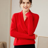 Women's Wrapped Pure Cashmere V Necked Soft Sweaters - slipintosoft