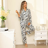 22Momme Women Silk Pajamas Set Zebra Stripe Ladies Gorgeous Silk Sleepwear - slipintosoft