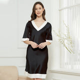 womens silk nightgowns Mulberry Silk Nightgown V necked silk nighties black silk gown