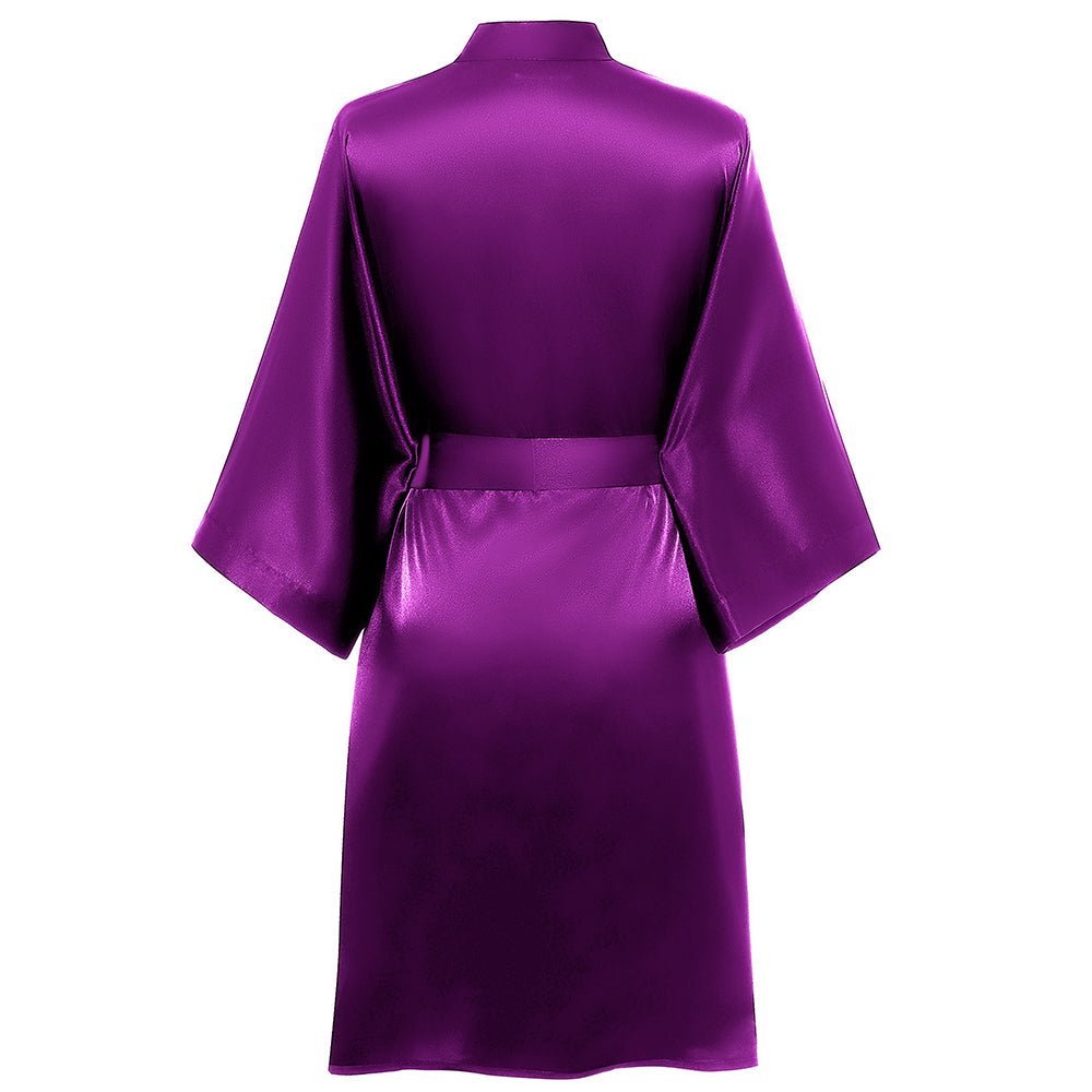 Classic Ladies Short Silk Robe 100% Mulberry Silk Robe With Belt Luxury Silk Bathrobe - slipintosoft