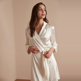Glossy Womens Silk Robe Mid-Length Mulberry Silk Bathrobe Sleepwear - slipintosoft