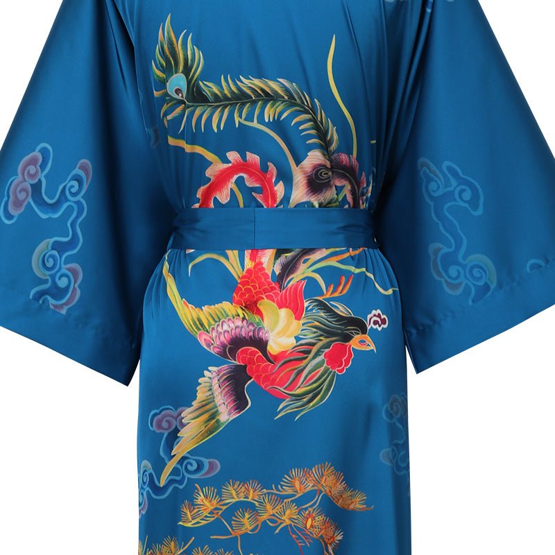 Long Silk Kimono Robe for Women Hand Painted Kimono Dressing Gown Loungewear - slipintosoft
