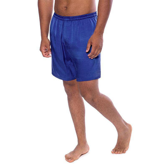 Men's Royal Blue 100% Silk Sleep Shorts - slipintosoft