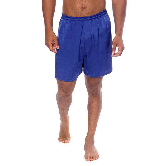 Men's Royal Blue 100% Silk Sleep Shorts - slipintosoft