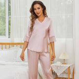 Pure Mulberry Silk Pajama Set For Women Luxury Cute Ladies Real Silk Nightwear - slipintosoft