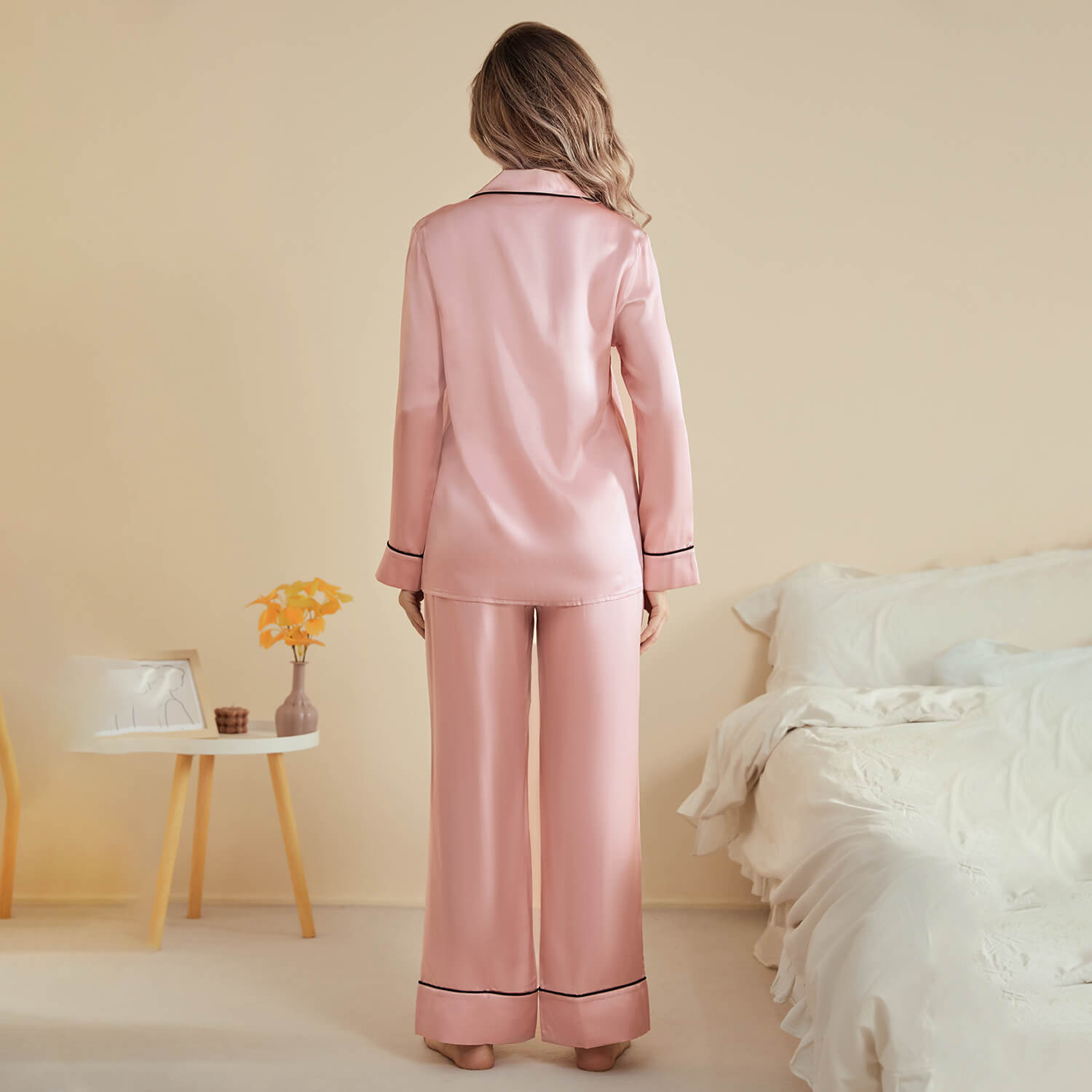 Quality Pure Women Silk Pjs Long Sleeves Nice Luxury Silk Ladies Pajamas Set - slipintosoft