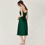 Sexy Ladies Silk Split Hem Nightgown 100% Mulberry Silk Slips Sleepwear Swing Collar Silk Dress - slipintosoft