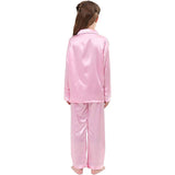 girls silk pajamas kids Silk PJS Long Sleeve Button-Down sleepwear silk set silk pj set