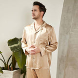 Long  Silk Matching Pajamas for Women and Men Silk Couple Pajamas Sets