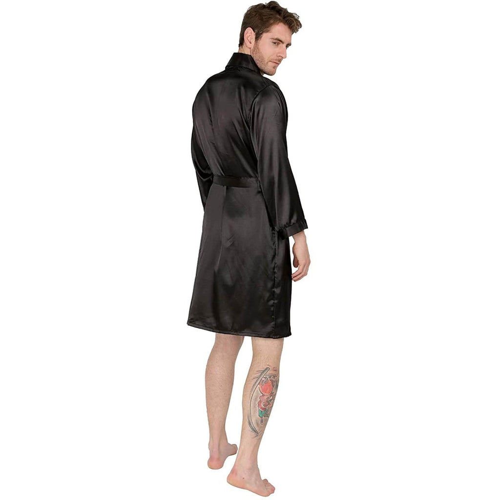 Men's Silk Kimono Robe Set with Shorts Summer Long-Sleeve Silk Robe Set Silk bathrobe -  slipintosoft