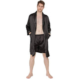 Men's Silk Kimono Robe Set with Shorts Summer Long-Sleeve Silk Robe Set Silk bathrobe -  slipintosoft