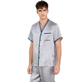 Mens Silk Pajamas short sleeve Silk Pajamas Set luxury Men's Sleepwear -  slipintosoft