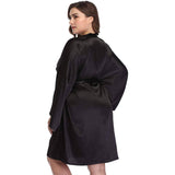 plus size silk robe Women silk robes With Belt Mulberry Silk Bathrobe black silk robe