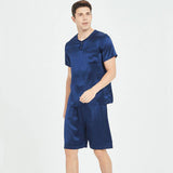 Mens Short Silk Pajama Set  Summer Silk Nightwear