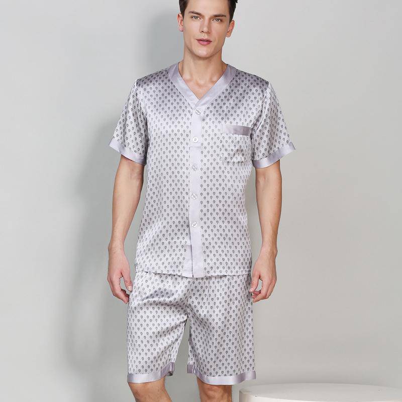 19 Momme Mulberry Mens Silk Pajamas Short Set Pure Silk Loungewear -  slipintosoft