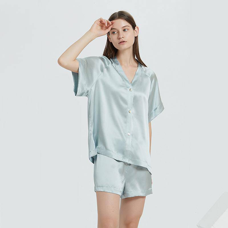 Short Silk Pajamas Set for women Silk Pyjamas Mulberry Short PJ Set -  slipintosoft