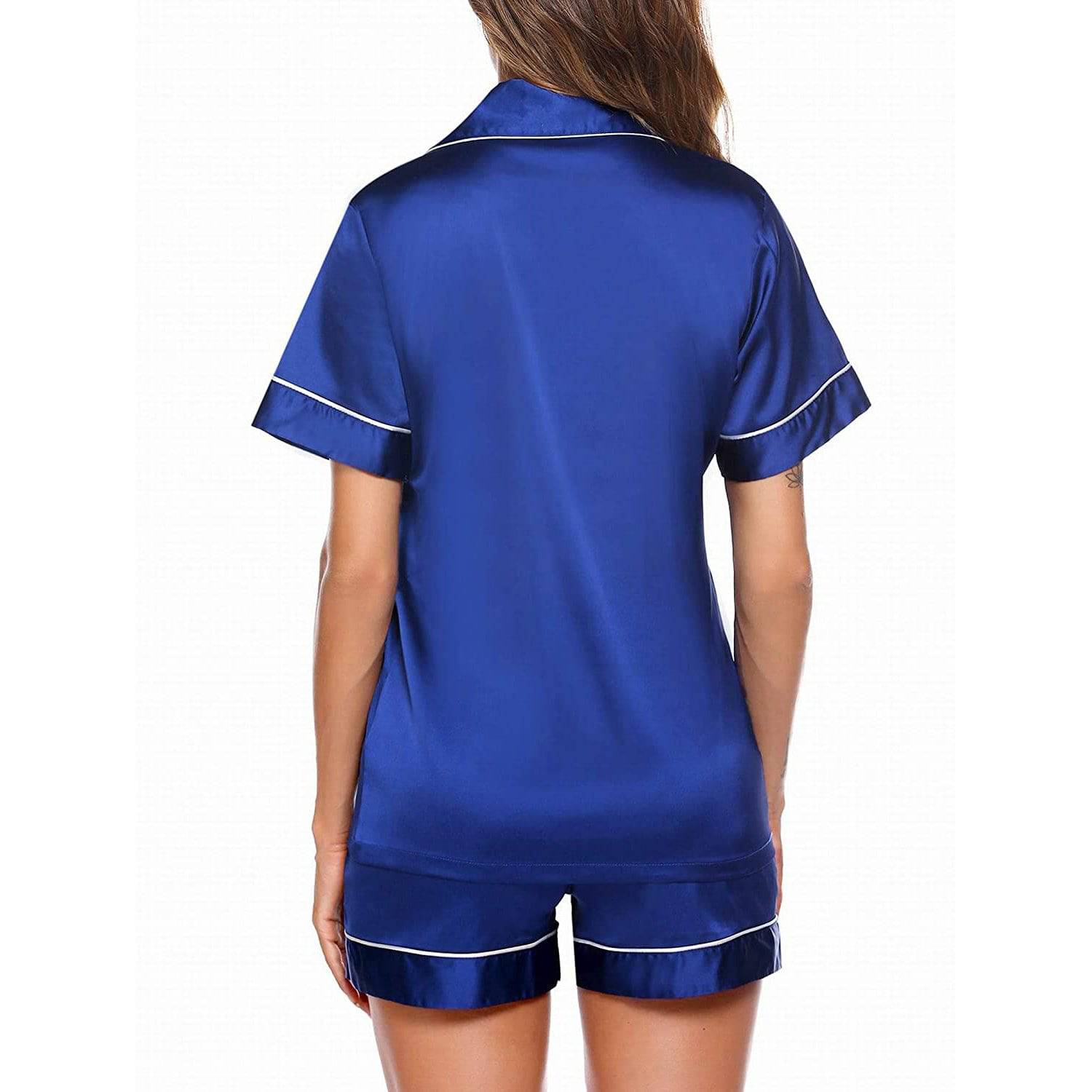 Silk Pajamas for Women's Short Silk Sleepwear Soft Silk Button Down Loungewear Pjs Shorts Set -  slipintosoft