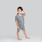 19 Momme Boys and Girls Silk Pajamas Shorts Set Kids Classic Striped Silk Lounge Wear -  slipintosoft