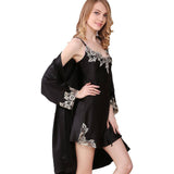 19 Momme Women's Breathable Silk Nightgown and Robes Lace Trimmed Sleeves for Ladies