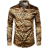 Men's Silk Dress Shirt Luxury Leopard Printed Long Sleeve Silk Shirts -  slipintosoft