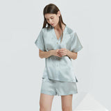 Short Silk Pajamas Set for women Silk Pyjamas Mulberry Short PJ Set -  slipintosoft