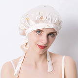 Floral Printed Silk Sleep Cap Silk Hair Wrapping Bonnet Silk Hair Cap For Sleeping