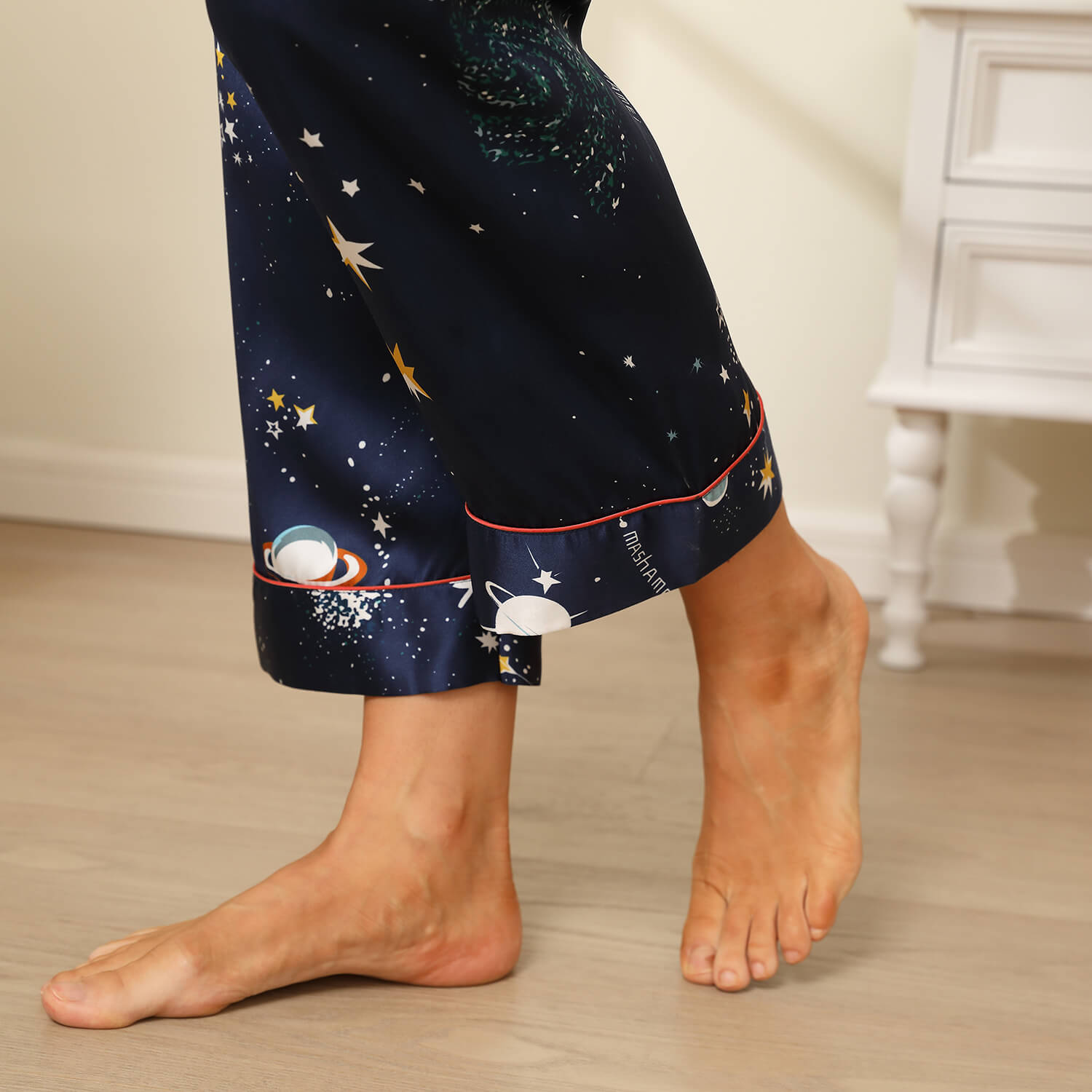 Two piece Silk Pajamas Set for Women Silk Short Sleeves Long pants Silk PJS - slipintosoft