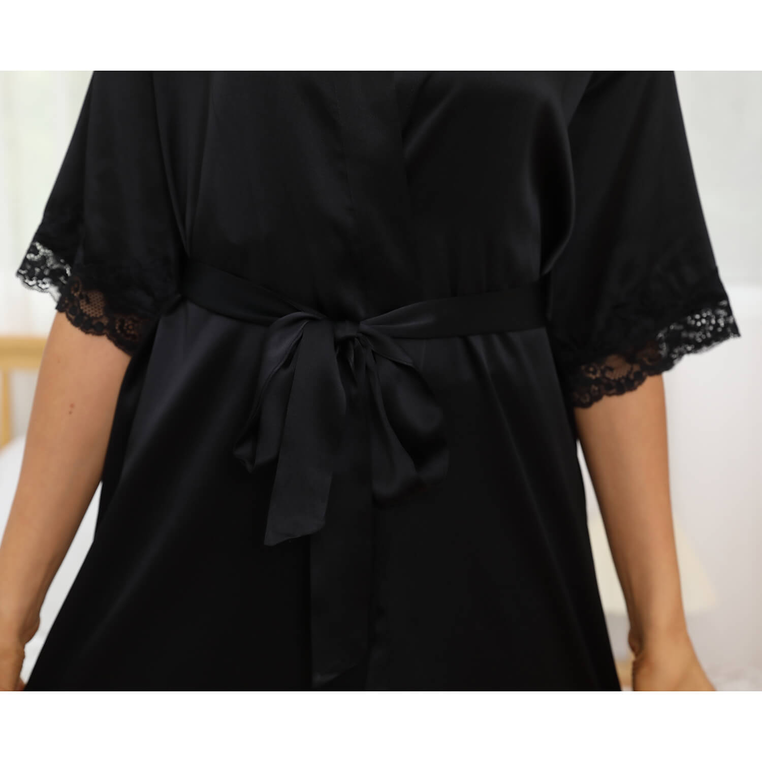 Women Silk Kimono Robes with Lace Silk Short Bridesmaid Robe 100% Silk Short Bathrobes - slipintosoft