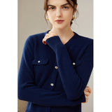 Women's Chic 100% Cashmere Button-Down V-Neck Cardigan - slipintosoft