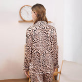 Women's Luxury Silk Sleepwear With Leopard Print Mulberry Silk Pajamas Set - slipintosoft