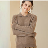 Women's Polo Collar Pullover Cashmere Sweater - slipintosoft
