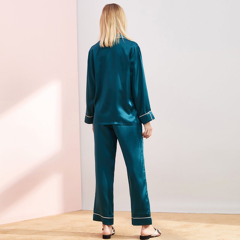 Womens Solid Color Silk Pajamas Set 19mm Classic Luxury Silk Sleepwear - slipintosoft
