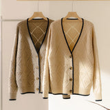 Women's Trimming Cashmere Cardigans Cut-out Cashmere Sweater Coat - slipintosoft